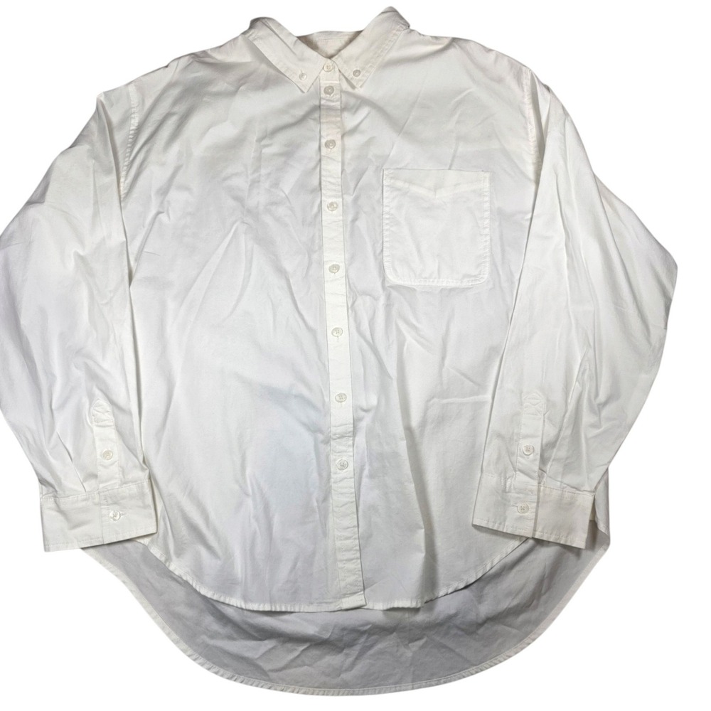 American Eagle White Cotton Oversized Button Down Shirt Blouse XL NWT